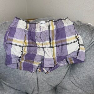 Plaid Purple and White Pajama Shorts